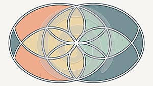 Abstract Circular Geometric Overlapping Shapes Pattern, vector design Generative AI