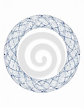 Abstract Circular Geometric Pattern with Blue Lines on White Background