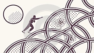 Abstract Circular Geometric Pattern, Flowing Lines, vector design Generative AI