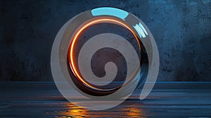 Abstract Circular Glowing Light in a Dark Room