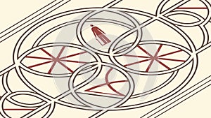 Abstract Circular Interlocking Rings Geometric Pattern, vector design Generative AI