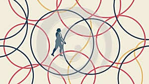 Abstract Circular Line Pattern Design Element, vector design Generative AI