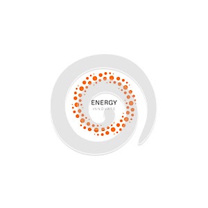 Abstract circular logo, solar energy icon, new technology business, summer vector illustration.