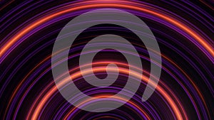 Abstract circular neon lines. Animation. Pulsing neon semicircular lines on black background. Abstract background of