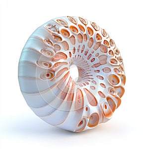 Abstract Spiral Shell, 3D Render of Nautilus-like Form