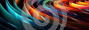 Abstract Circular Parallelogram Green Purple Orange Colours On Black Background