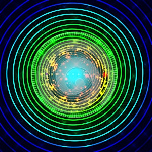 Abstract circular particle technology background.