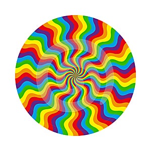 Abstract circular pattern of multicolored wavy line