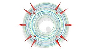 Abstract Circular Pattern with Red Spikes