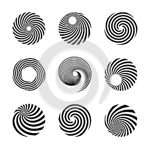 Abstract circular rotation and spiral design elements