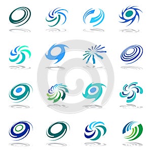 Abstract circular rotation and spiral icons. Design elements set