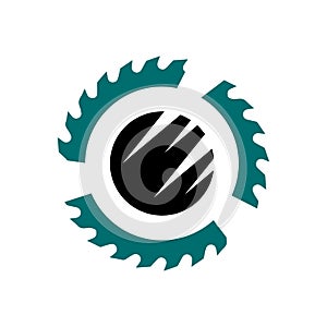 abstract circular saw blade logo design template vector illustration