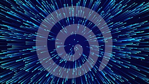 Abstract circular speed background. Starburst dynamic lines pattern. Abstract data flow background. 3D rendering