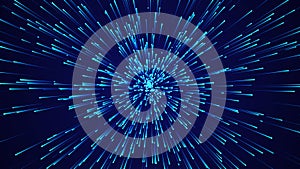 Abstract circular speed background. Starburst dynamic lines pattern. Abstract data flow background. 3D rendering