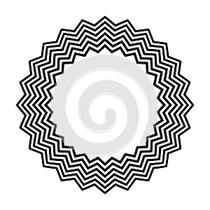 Abstract Circular Zig Zag Lines Pattern for Decorative Round Frame
