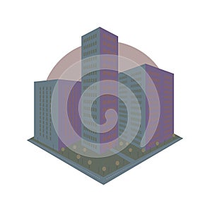 Abstract city block icon in perspective