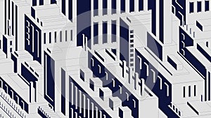 Abstract city composition of urban environment multi-storey buildings, factories and roads, industrial architectural fantasy
