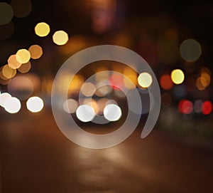 Abstract city lights blur blinking background. photo