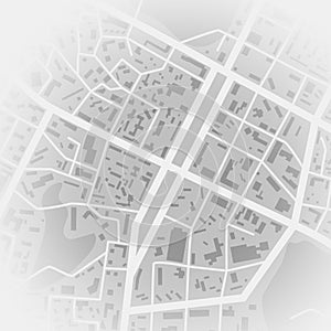 Abstract city map. Print with town topography. City residential district scheme. Vector illustration