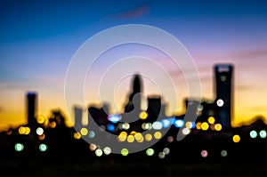 Abstract city skyline silhouette at early morning sunrise