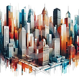 114 Abstract cityscapes_ Artistic representations of urban city photo