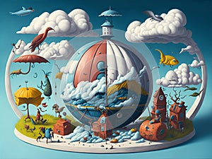 Abstract Civilization Unveiled. AI generated photo