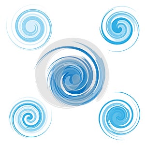 Abstract clear blue water swirl vector set
