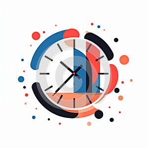 Abstract Clock Silhouette On White Background - Minimalist 2d Illustration