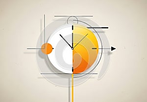 Abstract clock visualization with pie chart elements symbolizing time progress and analytics