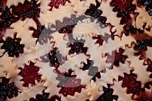 Abstract Close Detail of a Lattice Blueberry Strawberry Pie