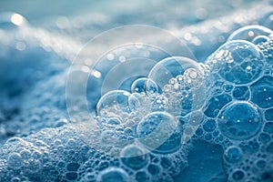 Abstract close-up shot blue textures bubble formations