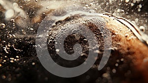 Abstract Close-up of Bubbles in Dark Liquid