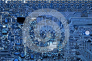 Close up of Circuits Electronic on Mainboard Technology computer background logic board,cpu motherboard,Main board,sys photo