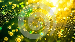 Abstract Close-Up of Colorful Semiconductor Elements and Circuits