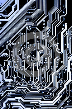 Abstract close up of Electronic Circuits in Technology on Mainboard computer background