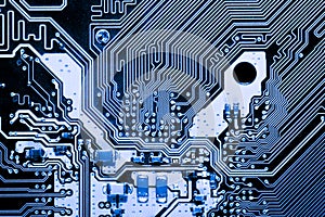 Abstract, close up of Electronic Circuits in Technology on Mainboard computer background