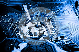 Abstract, close up of Electronic Circuits in Technology on Mainboard computer background