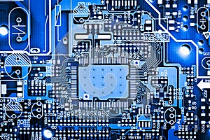 Abstract, close up of Electronic Circuits in Technology on Mainboard computer background