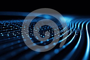 Abstract Blue Digital Network Background with Data Flow