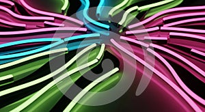Vibrant Neon Lights Abstract Background with Flowing Curves