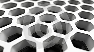 Abstract Close-up of Hexagonal Pattern with Depth and Shadows on a White Background