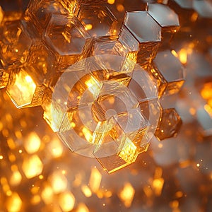 Abstract close-up of a hexagonal structure.