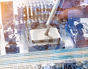 Abstract,close up of Mainboard Electronic computer background.