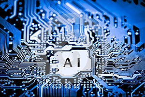 Abstract,close up of Mainboard Electronic computer background. artificial intelligence, ai photo
