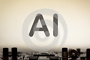 Abstract,close up of Mainboard Electronic computer background. artificial intelligence, ai