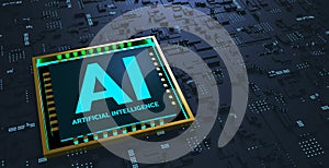 Abstract close up of Mainboard Electronic computer background. artificial intelligence, 3d rendering