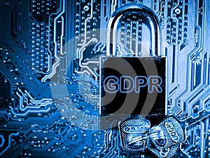 Abstract,close up of Mainboard Electronic computer background. GDPR,General Data Protection Regulation photo