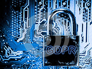 Abstract,close up of Mainboard Electronic computer background. GDPR,General Data Protection Regulation photo