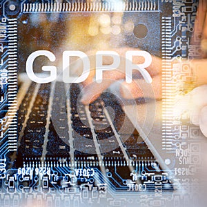 Abstract,close up of Mainboard Electronic computer background. GDPR,General Data Protection Regulation photo