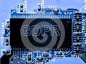 Abstract,close up of Mainboard Electronic computer background. GDPR,General Data Protection Regulation photo